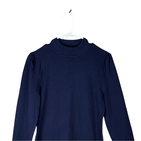 Navy Blue Long Sleeve Bodycon Sweater Dress XL NWT | Stretch Knit Mock Neck - Picture 5 of 14